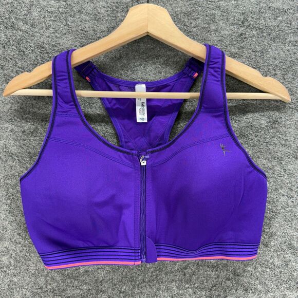 Danskin Now Activewear Sport Bra Women 40C Blue Full Zip Push Up Racerback - Picture 1 of 4